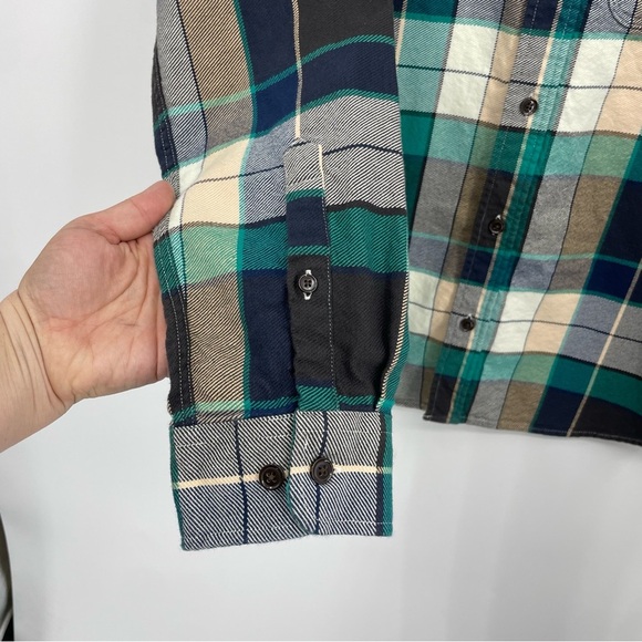 NN07 22.1 Alpha Plaid Shirt Size L green blue cream button down shirt - Picture 4 of 11